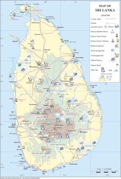 Carte detaillee sri lanka